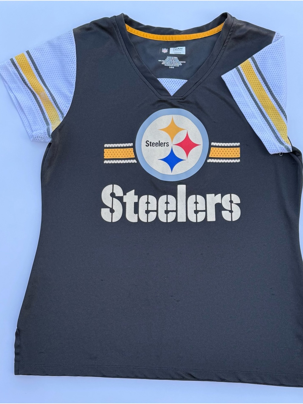 Team Apparel Black Steelers 'Jersey Top with Light Blue and Gold Accents